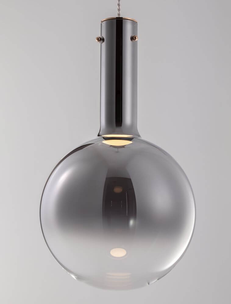 Moderne Nostos Pendelleuchte aus Bronzeglas und Metall, Ø 25cm, ideal für Schlafzimmer und Wohnzimmer.