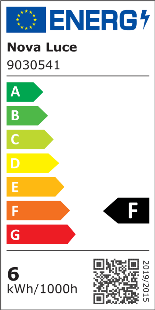 Energielabel für Nova Luce Pendelleuchte, Energieeffizienzklasse F, 6 kWh/1000h