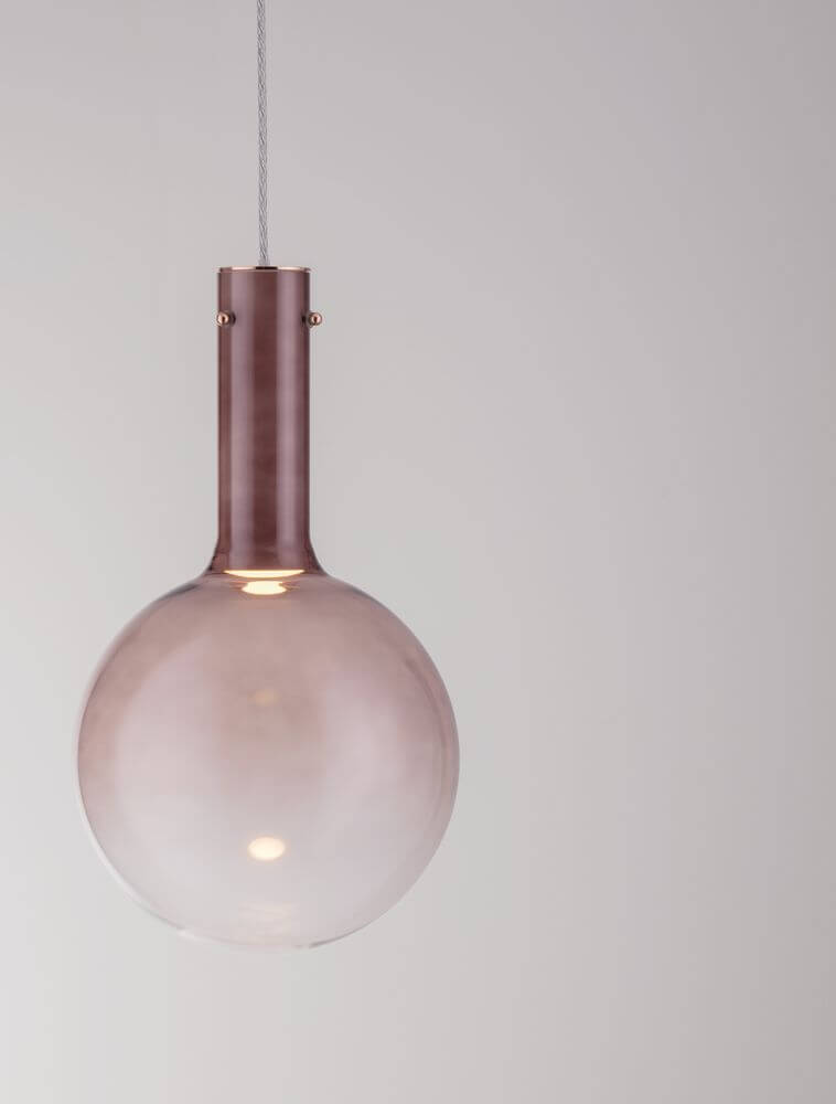 Nostos Pendelleuchte Ø 25cm aus Bronzeglas und Metall, modernes Design für elegantes Interieur.