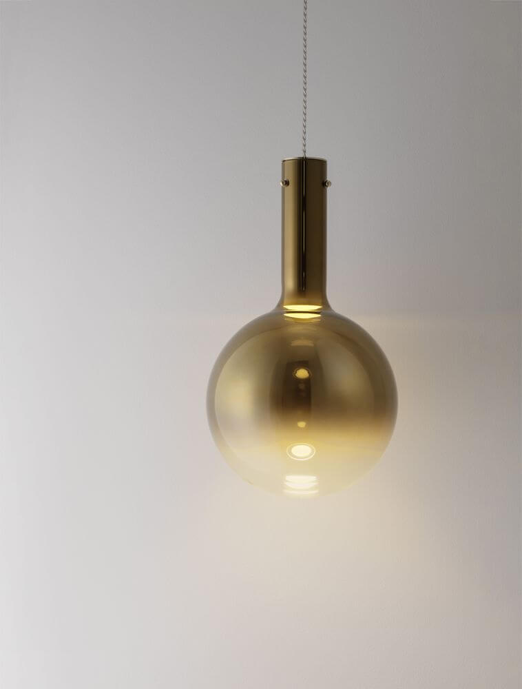 Moderne Nostos Pendelleuchte aus Bronzedglas und Metall mit elegantem, rundem Design, Ø 25cm, 3000K.