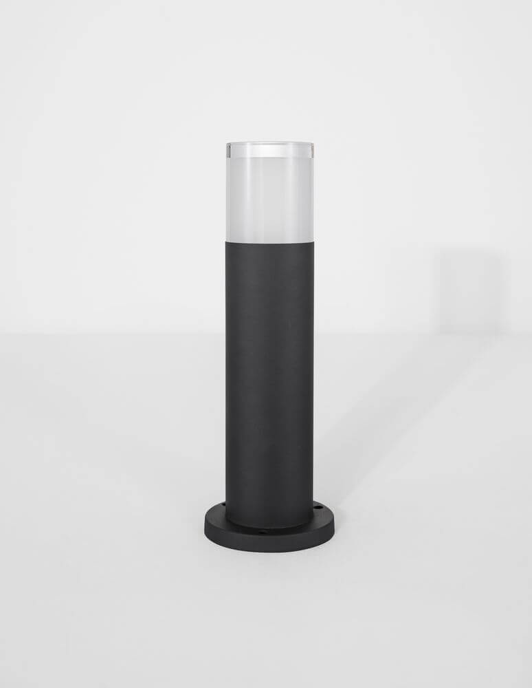 Noten LED Außenpollerleuchte 3000K Schwarz IP65 – schwarzer Aluminium-Poller mit weißem Diffusor, integrierte 10W LED, 780lm, warmweiß 3000K, IP65