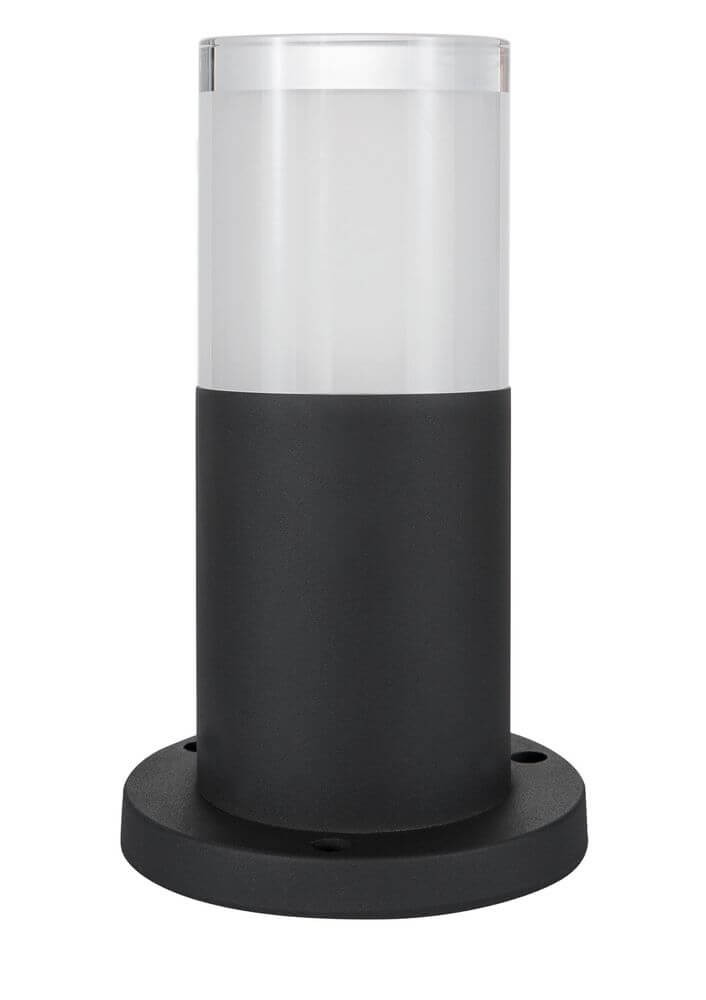 Noten LED Außensockelleuchte 3000K Schwarz IP65 auf einem weißen Hintergrund, aus Aluminium und Acryl.