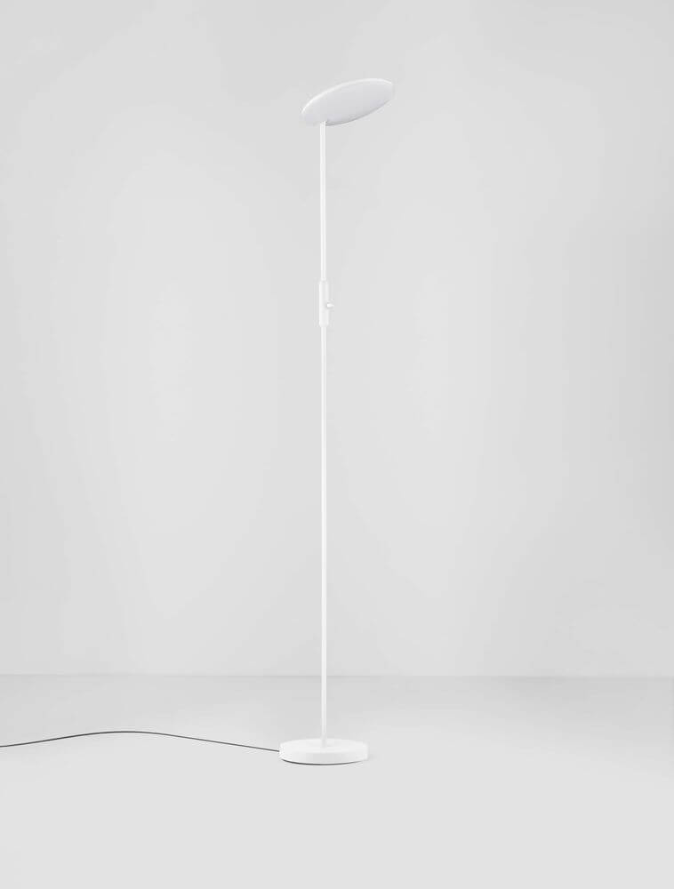 Alt Tag: Notos LED Stehlampe Ø 27cm 3000K weiße schlanke Stehleuchte 205 cm modernes Design für Wohn- und Schlafzimmer