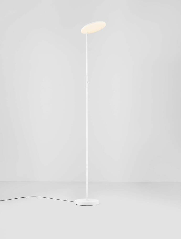 Notos LED Stehlampe Ø 27cm 3000K in schlankem weißem Design, warmweißes 3000K Licht ideal für Wohnzimmer und Schlafzimmer