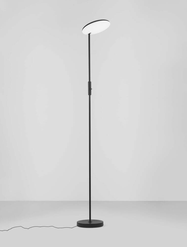 Notos LED Stehlampe Ø 27cm 3000K schwarzer Slim-Standfuß 205cm modernes Design warmweiß 3000K