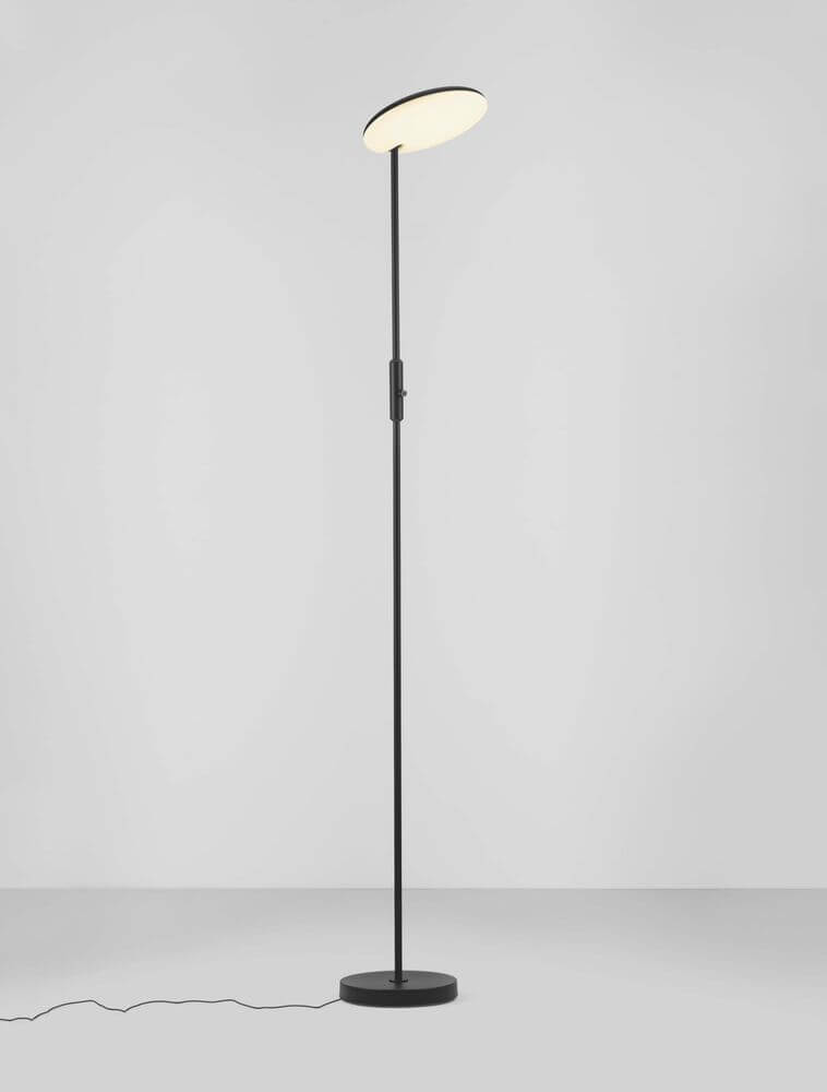 Notos LED Stehlampe Ø 27cm 3000K in schwarzem Design, schlanke Stehleuchte 205 cm hoch mit warmweißem 3000K Licht