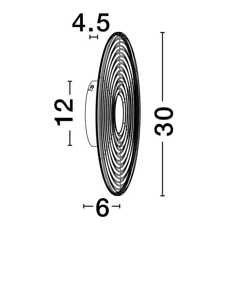 Abbildung der Nous Wandleuchte Ø 30cm 3000K mit maßlichen Angaben: 30cm Durchmesser, 4.5cm Höhe.