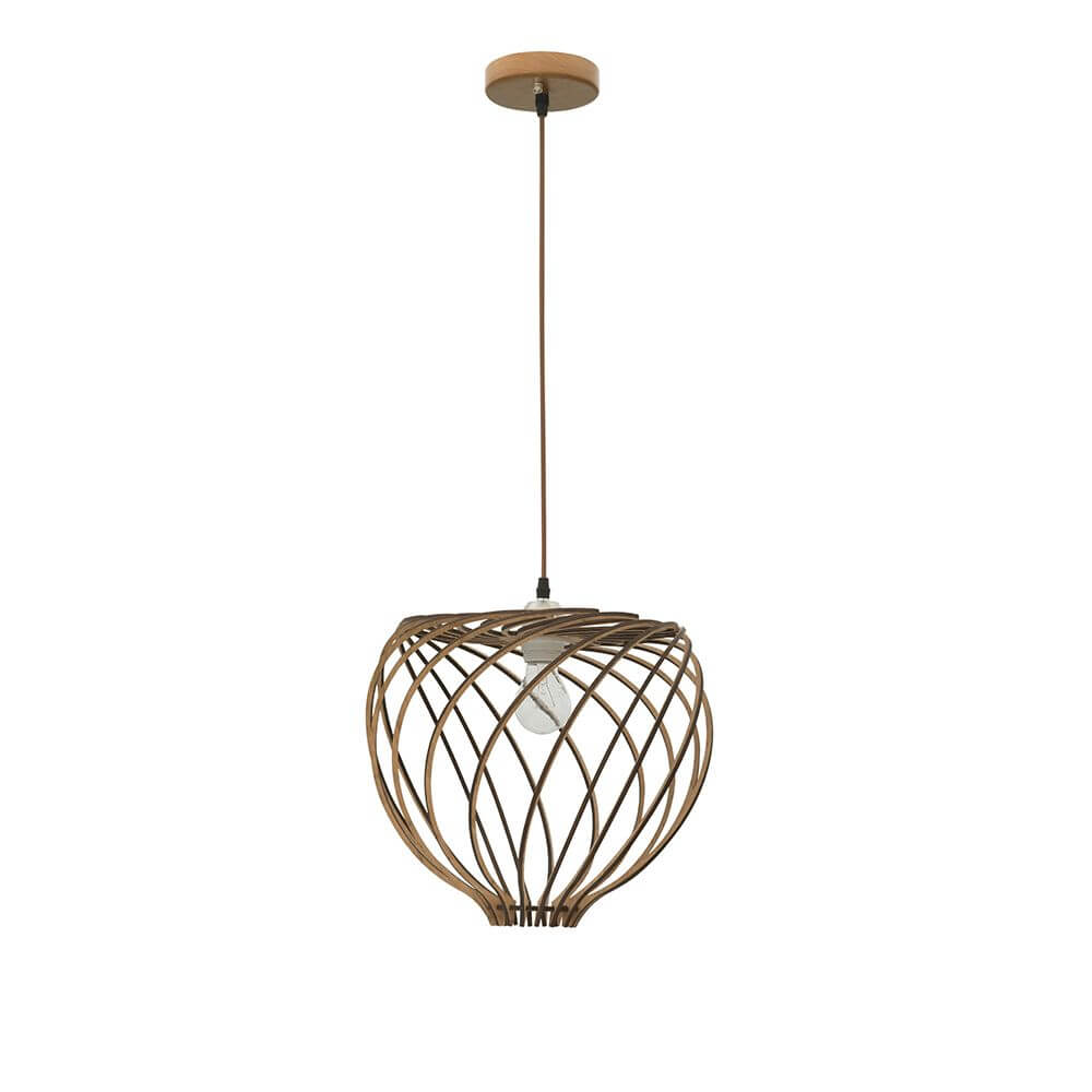 Adana Holz-Pendellampe Ø 35cm in skandinavischem Design, aus Holz mit natürlichem Farbton.