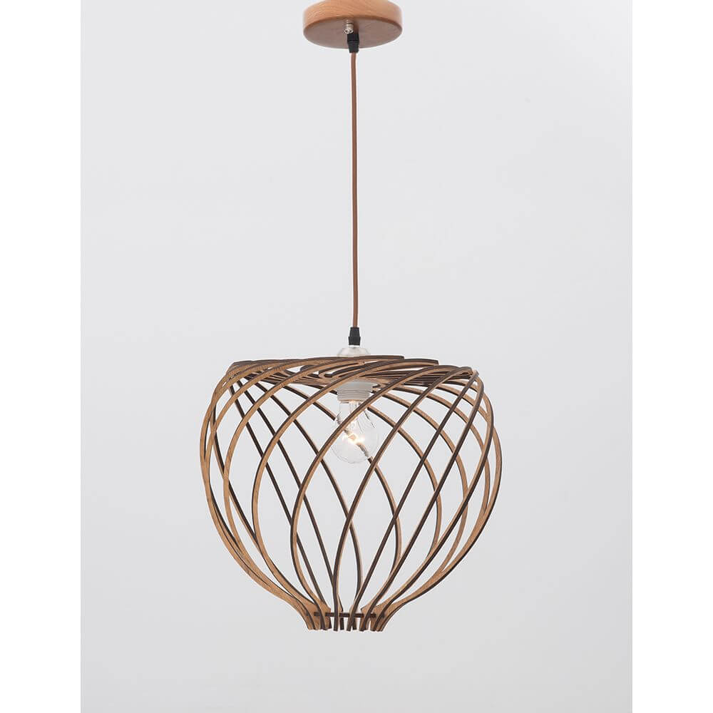 Adana Holz-Pendellampe Ø 35cm hängend mit modernem skandinavischen Design aus Holz.
