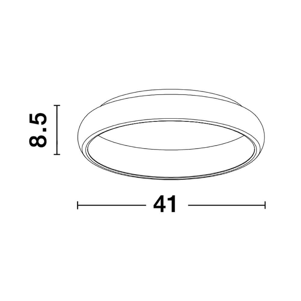 Albi LED Deckenleuchte Dimmbar, maßgeschneiderte Abmessungen mit 41 cm Durchmesser und 8,5 cm Höhe.