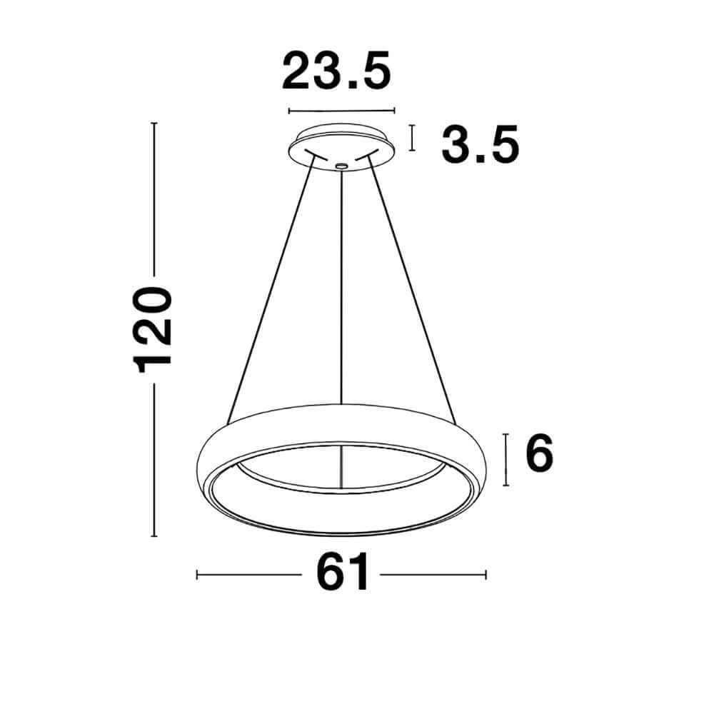 Albi LED Hängelampe Kaffeebraun, technische Zeichnung mit Abmessungen der Hängelampe.