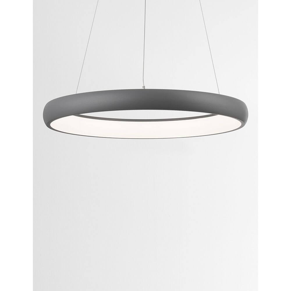 Albi LED Metall Hängeleuchte Grau, moderne Pendelleuchte, dimmbar und energieeffizient, warme LED-Beleuchtung.