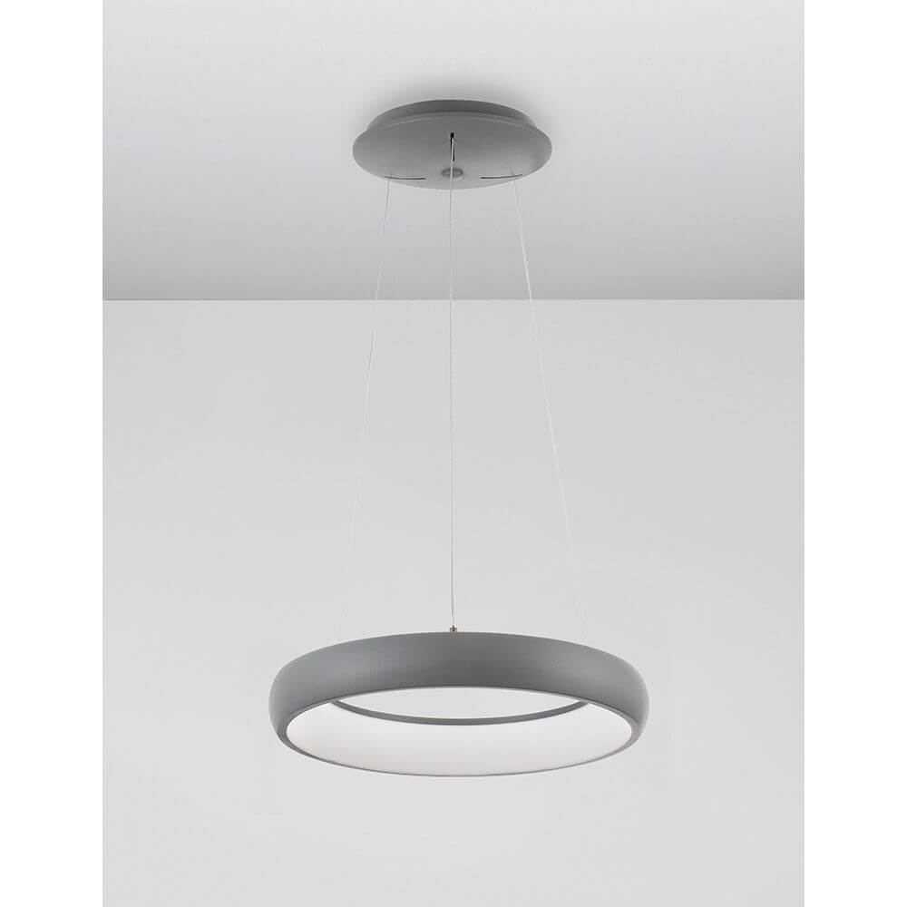 Albi LED Metall Hängeleuchte Grau - moderne Pendelleuchte mit warmweißem Licht und energieeffizienter LED-Technologie.