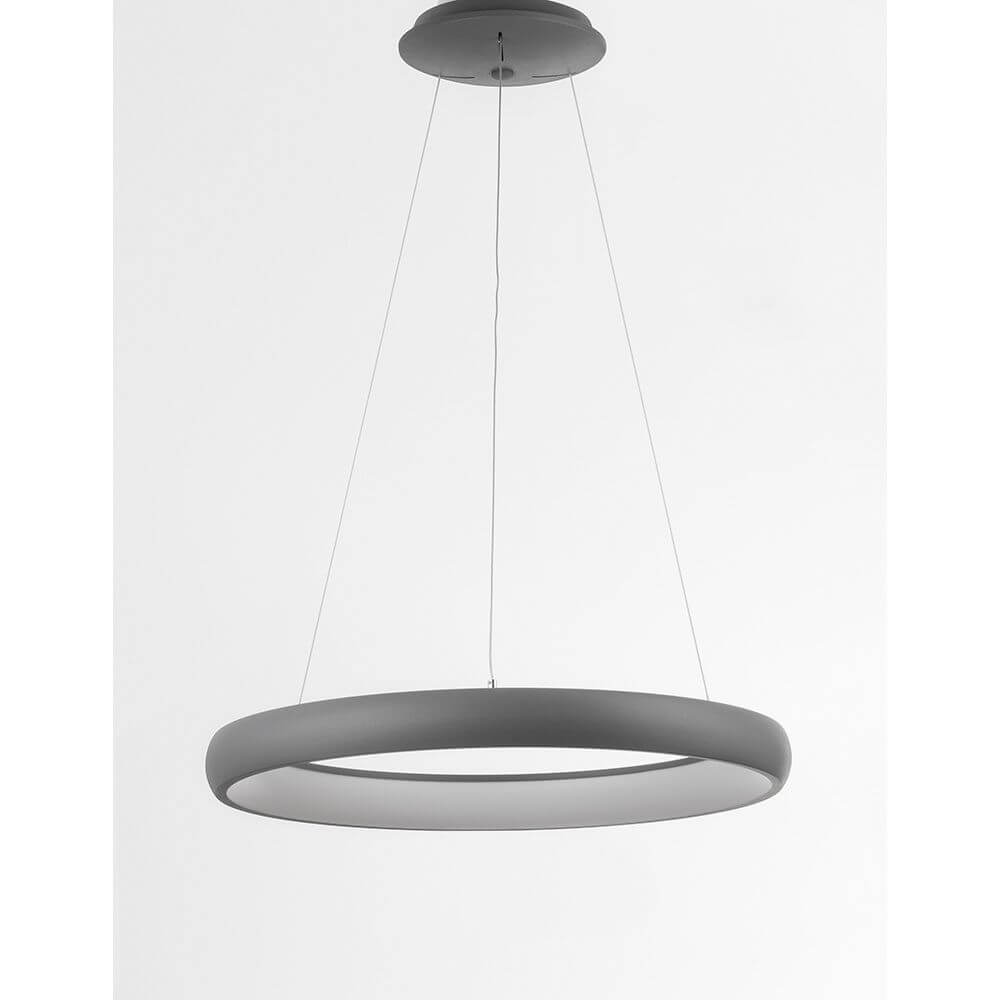 Albi LED Metall Hängeleuchte Grau in modernem Design, rechteckige Form mit grauer Oberfläche, ideal für Ess- und Wohnzimmer.