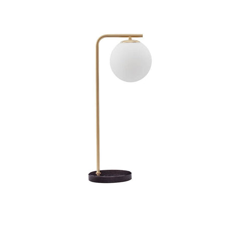 Alvarez table lamp with marble base, gold, black in modern design for stylish living spaces.