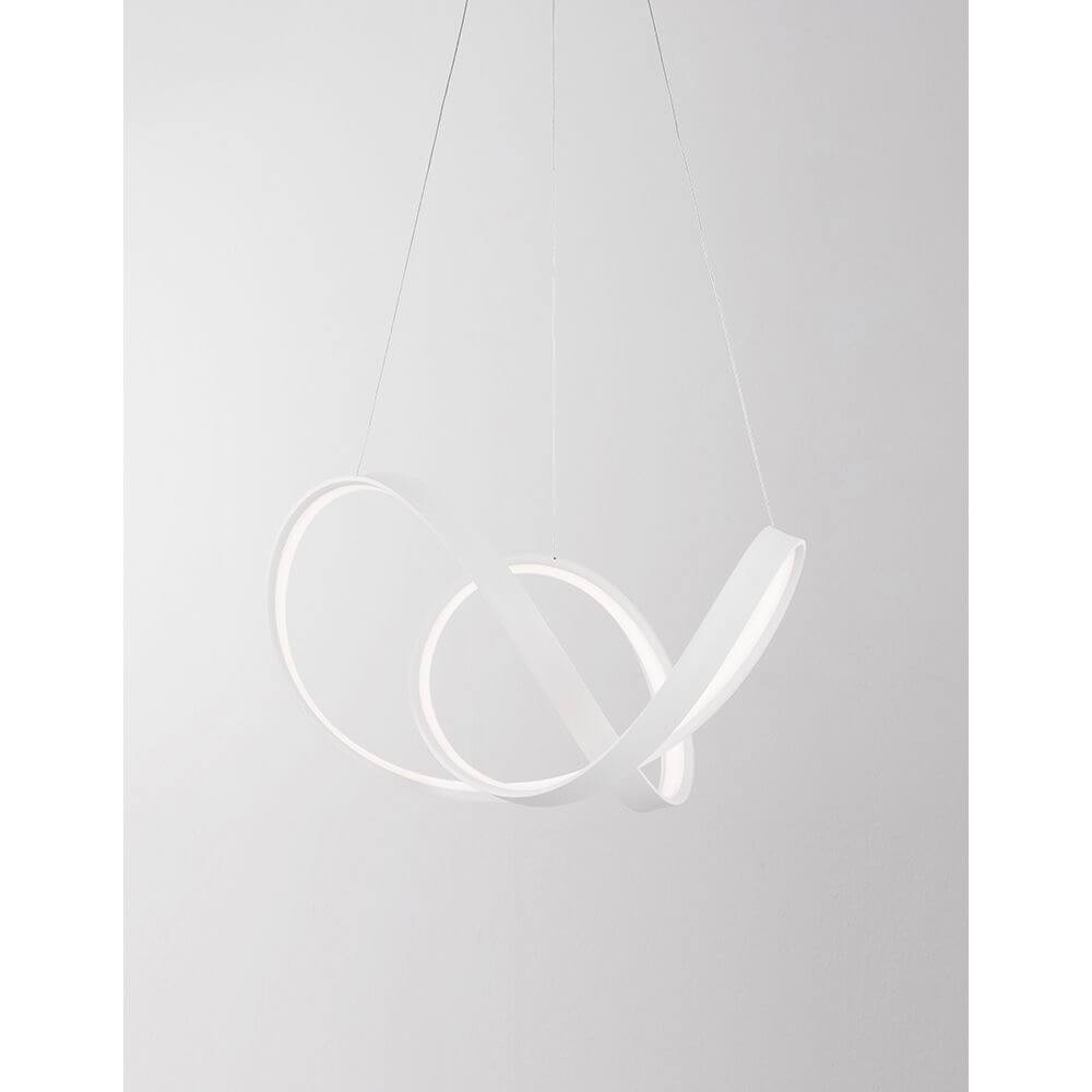 Apus LED Hängelampe Geschwungen mit modernem Design und warmweißem Licht, ideal für Wohnzimmer und Esstisch.