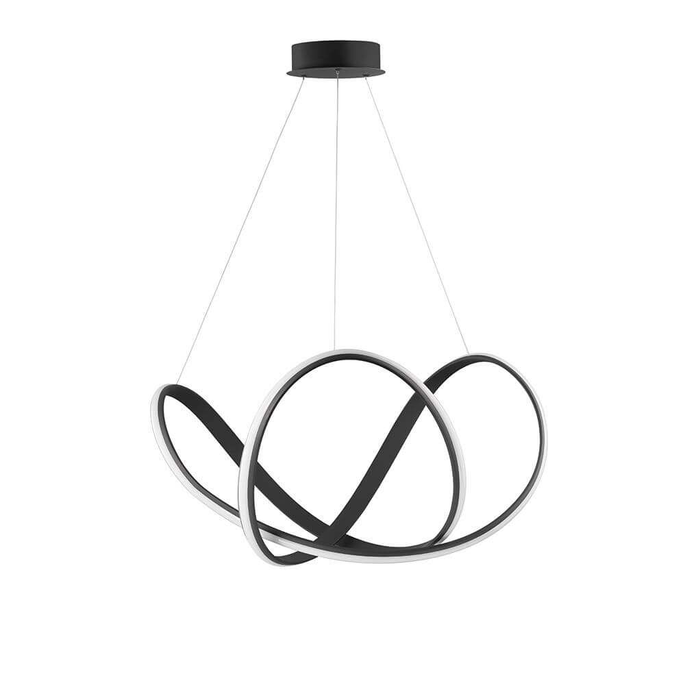 Apus LED Hängelampe Geschwungen in modernem Design mit minimalistischem Aluminiumrahmen und warmweißem Licht.