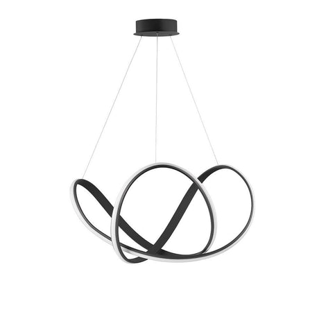 Apus LED Hängelampe Geschwungen in modernem Design mit minimalistischem Aluminiumrahmen und warmweißem Licht.