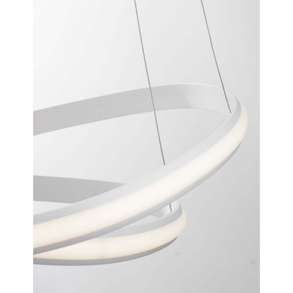 Aries LED Hängeleuchte 2 Ringe Verstellbar, moderne Deckenleuchte aus Aluminium und Acryl mit warmweißem Licht.