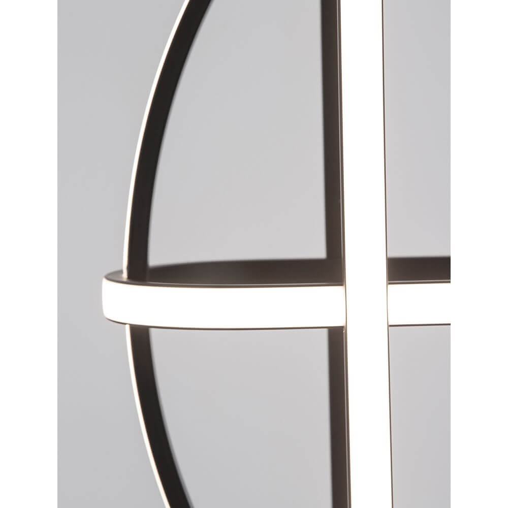 Detailansicht der Arte LED Hängelampe 61cm mit modernen Akzenten aus Acryl und Aluminium.