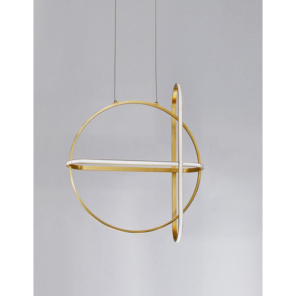 Arte LED Hängelampe 61cm in modernem Design mit goldenen und weißen Elementen.