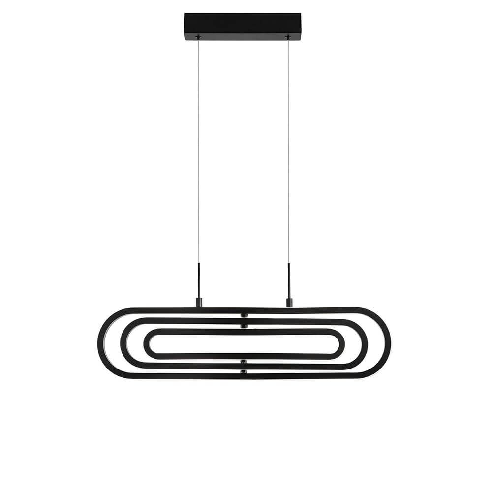 Arte LED Hängeleuchte Verstellbar in modernem Design mit schwarzen, beweglichen Kreisen.