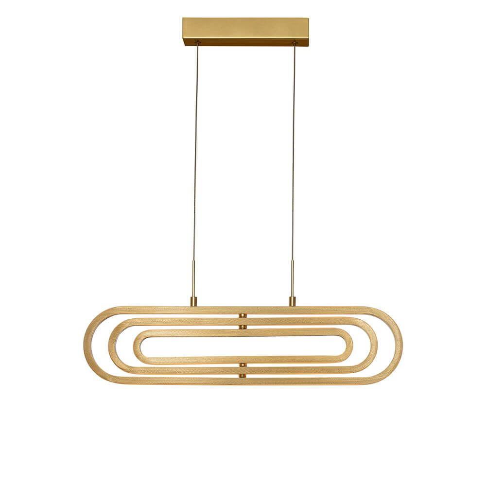 Arte LED Hängeleuchte Verstellbar in eleganten goldenen Kreisen, ideal für Wohnzimmer und Essbereich.