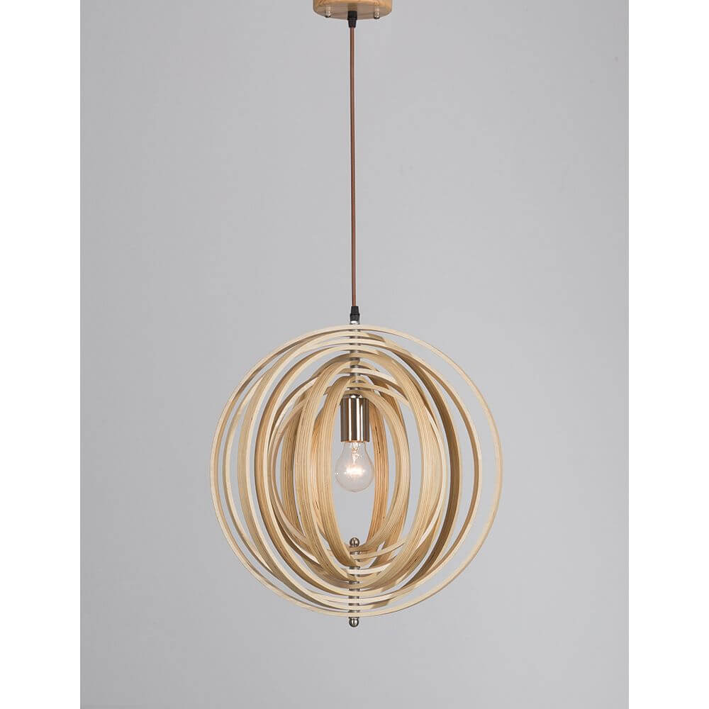Asco Pendellampe aus Naturholz Ø 43cm – moderne, skandinavische Holzpendelleuchte im natürlichen Design.