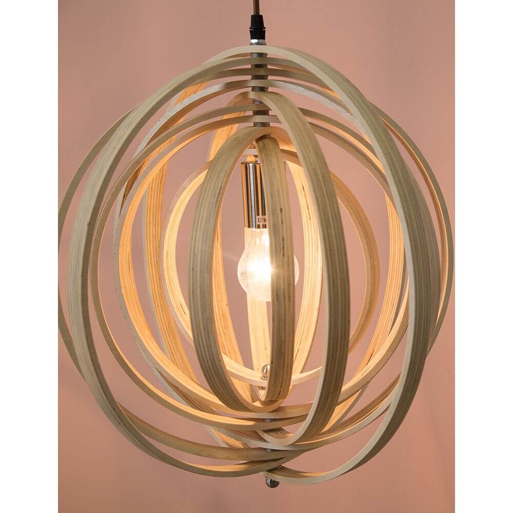 Asco Pendellampe aus Naturholz Ø 43cm mit modernem Design und natürlichem Licht für Ess- oder Wohnzimmer.
