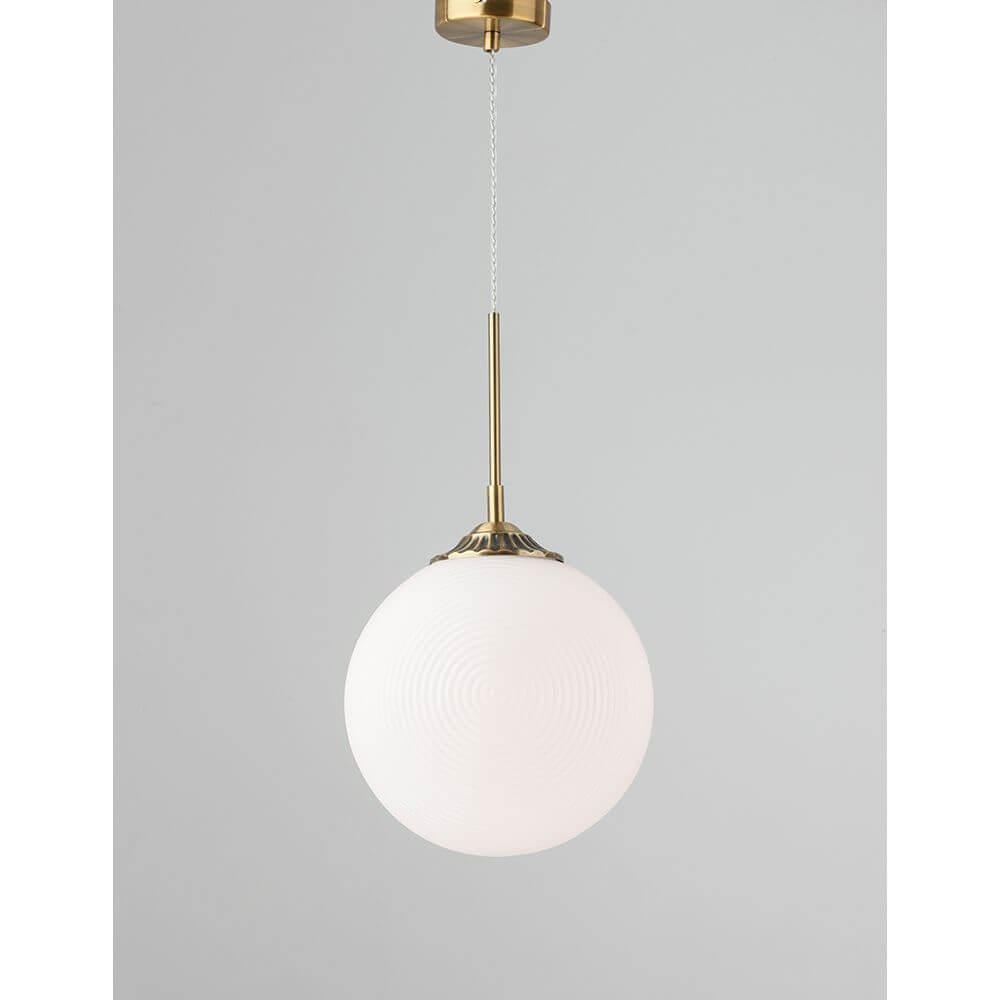 Athena Glas-Pendellampe Ø 25cm mit eleganter Glaskugel und goldfarbenem Aufhänger