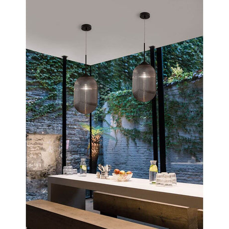 Athena Pendelleuchte aus Glas champagnerfarbenes Glas-Metall-Design über Esstisch, dimmbar, E27, moderne Atmosphäre