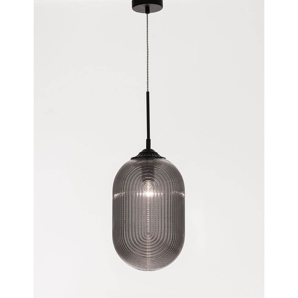 Athena Pendelleuchte aus Glas – champagnerfarbene Glas-Hängeleuchte mit Metallhalterung, E27 Fassung, modernes Esszimmer-Design