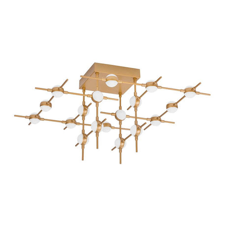 Atomo LED éclairage de plafond en métal doré avec des bras décoratifs et des lampes rondes LED pour un éclairage d’ambiance élégant.