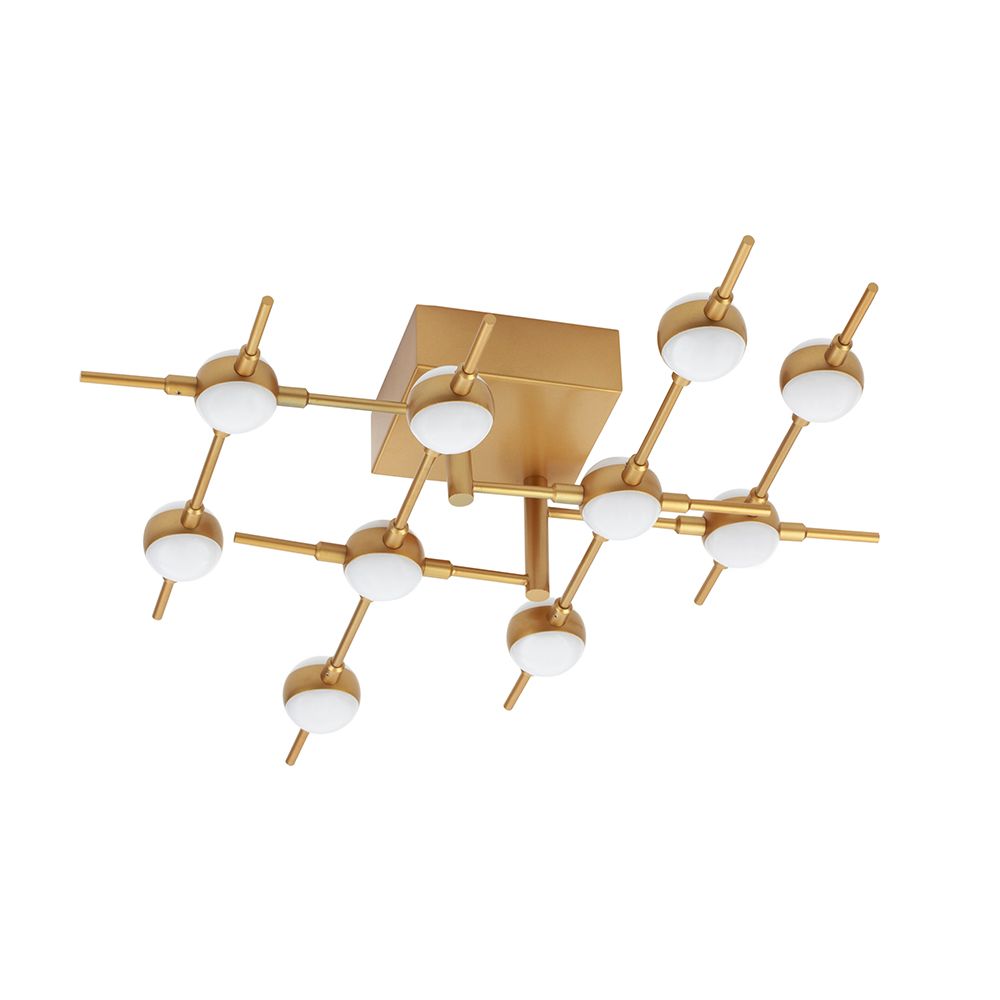 Moderne Atomo LED Deckenlampe aus Metall und Acryl in goldenem Design für stilvolle Raumbeleuchtung.