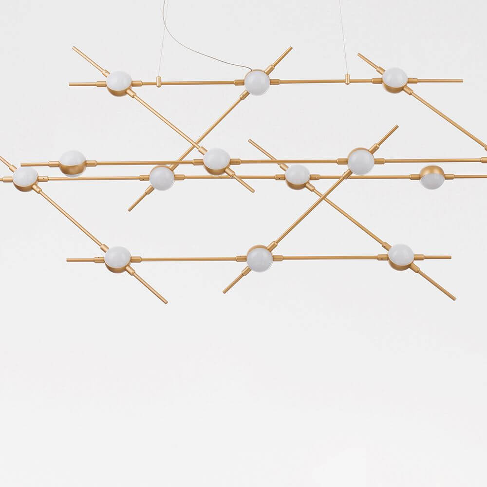 Atomo LED Hängeleuchte Goldfarben mit modernem Design und dekorativen LED-Leuchten für angenehme Beleuchtung.