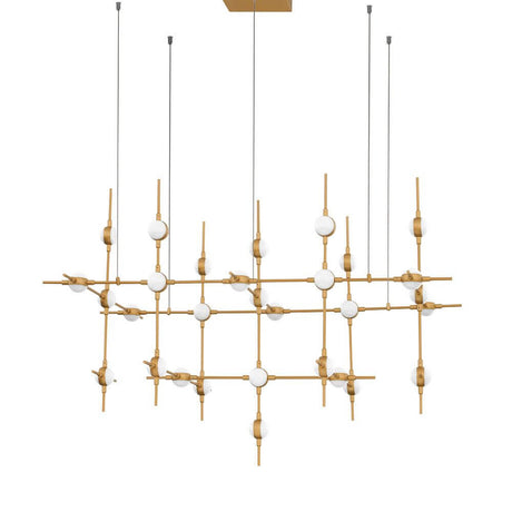 Atomo LED suspension 106 cm or - plafonnier moderne en métal avec des lampes rondes LED et un design élégant.