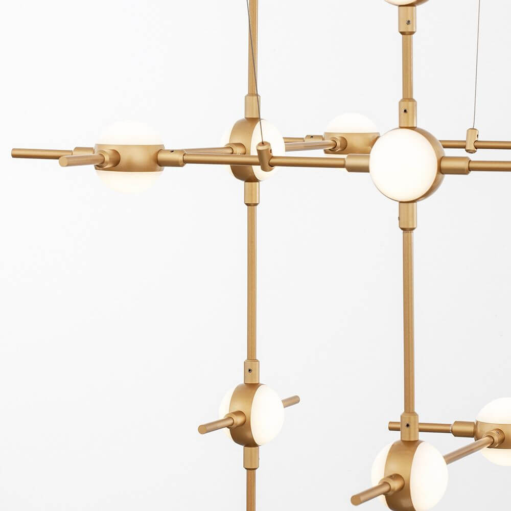 Atomo LED Hängeleuchte 106cm Gold – elegante Deckenleuchte mit Metall-Design und LED für angenehme Raumbeleuchtung.