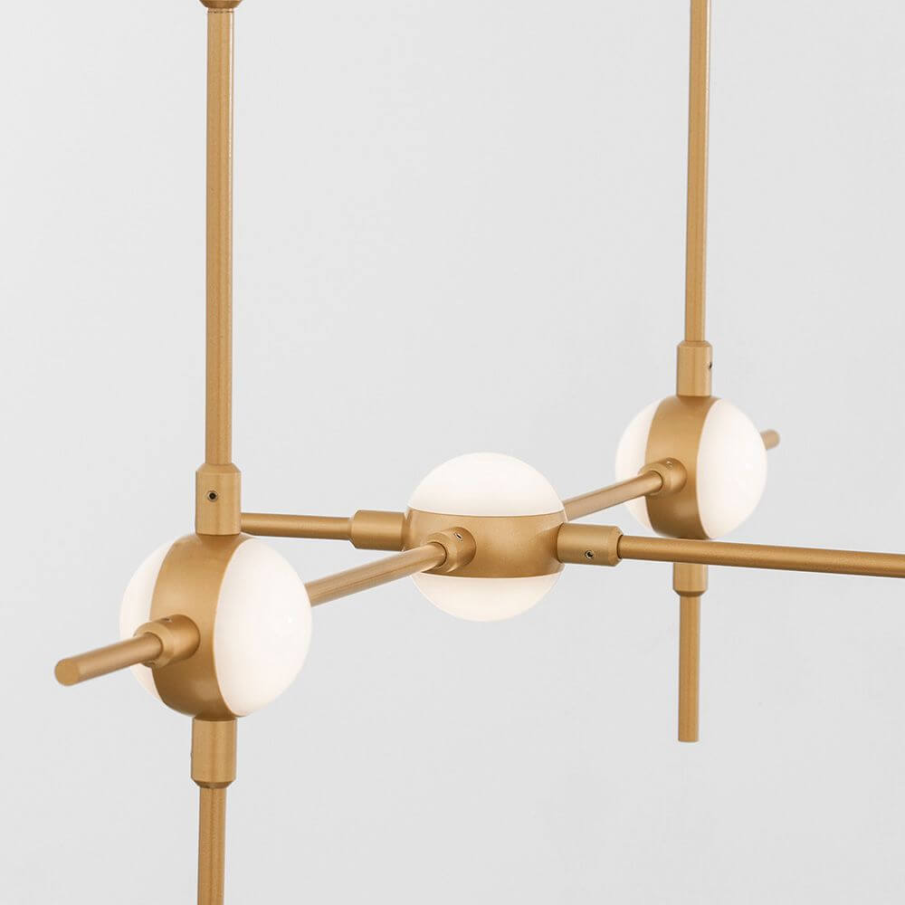Atomo LED Hängeleuchte 106cm Gold, elegante Deckenleuchte mit LED-Lampen und Gold-Metall-Design.
