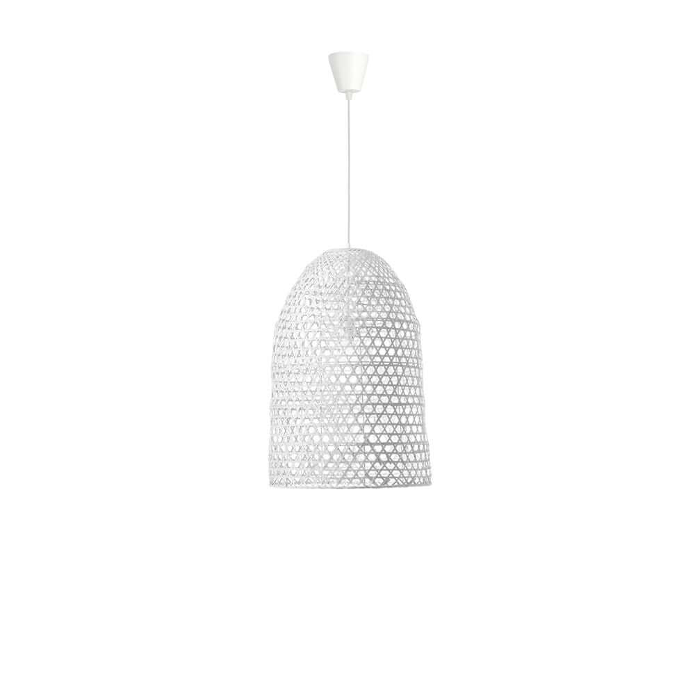 Aurora Pendellampe 58,5cm Naturbambus in Weiß, nachhaltig aus robustem Bambus, ideal für moderne Interiors.