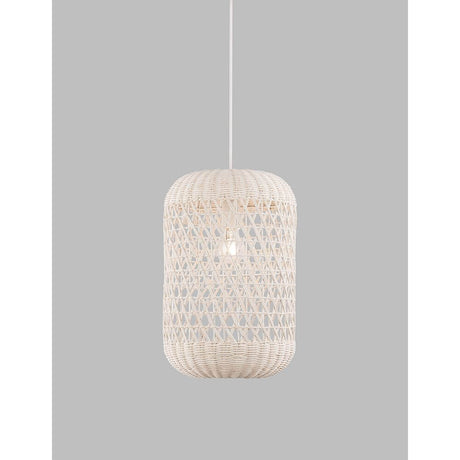 Aurora Hängeleuchte aus Naturrattan, elegante Pendelleuchte aus Elfenbein für modernes, skandinavisches Wohndesign