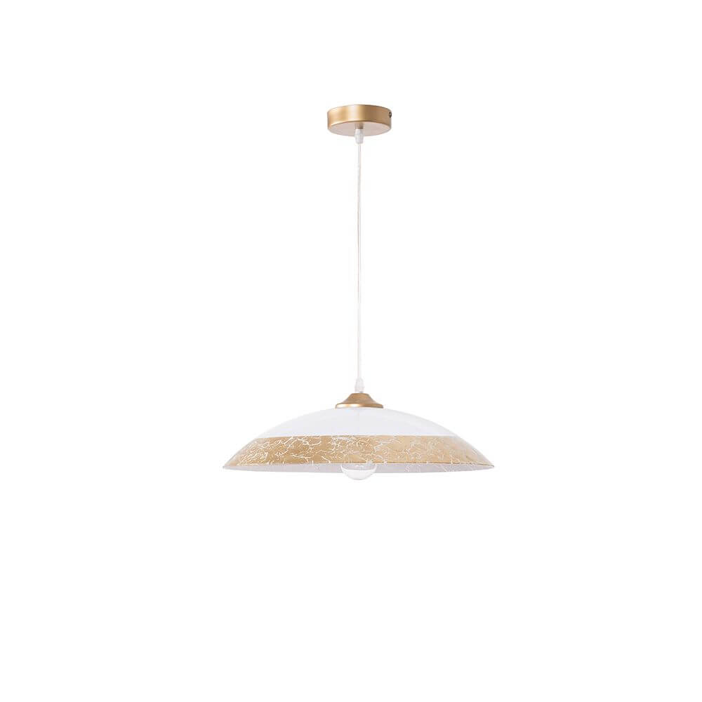 Benito Hängelampe aus Glas mit elegantem Design und silbernem Crackglas-Schirm.