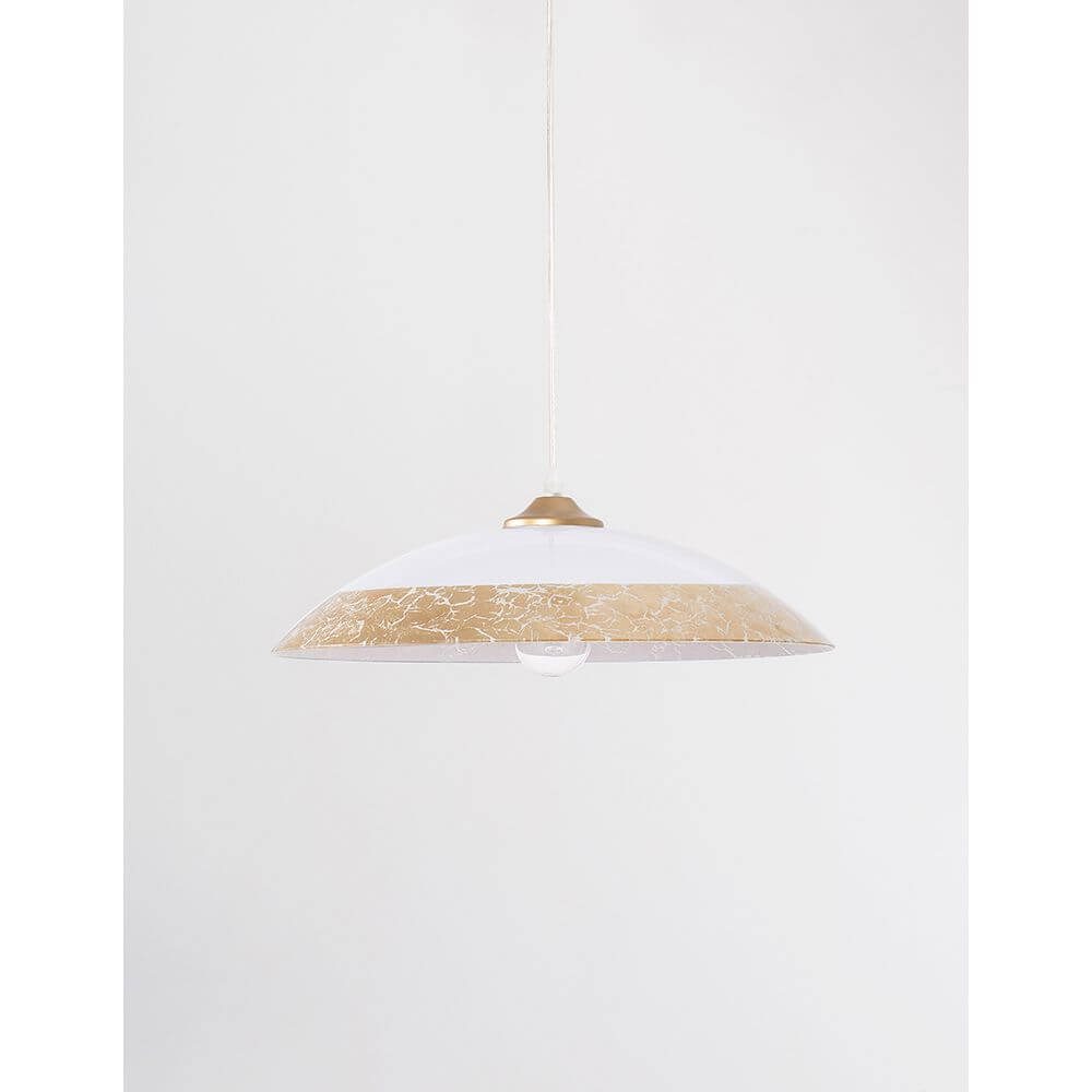 Benito Hängelampe aus Glas mit elegantem Design in Weiß und Gold.