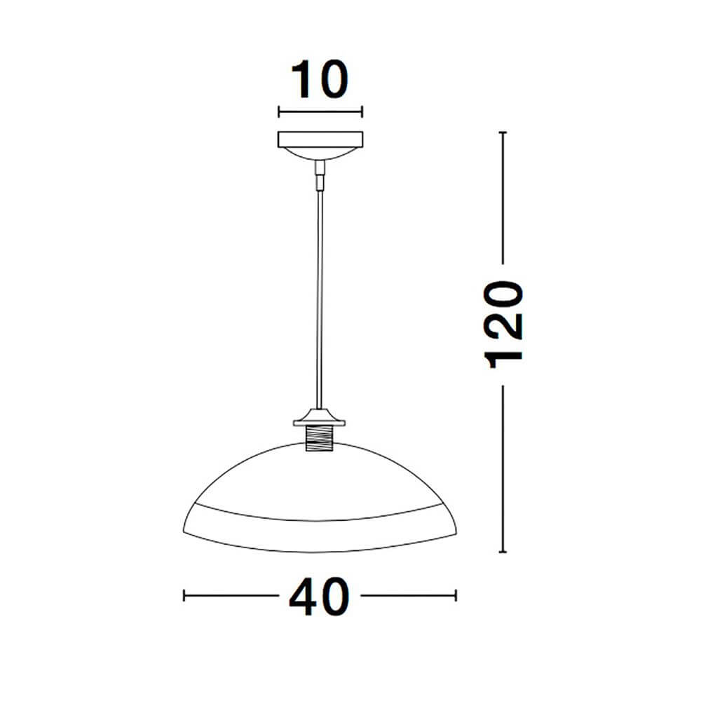 Benito Hängelampe aus Glas - technische Zeichnung mit Maßen 10, 40, 120 cm.
