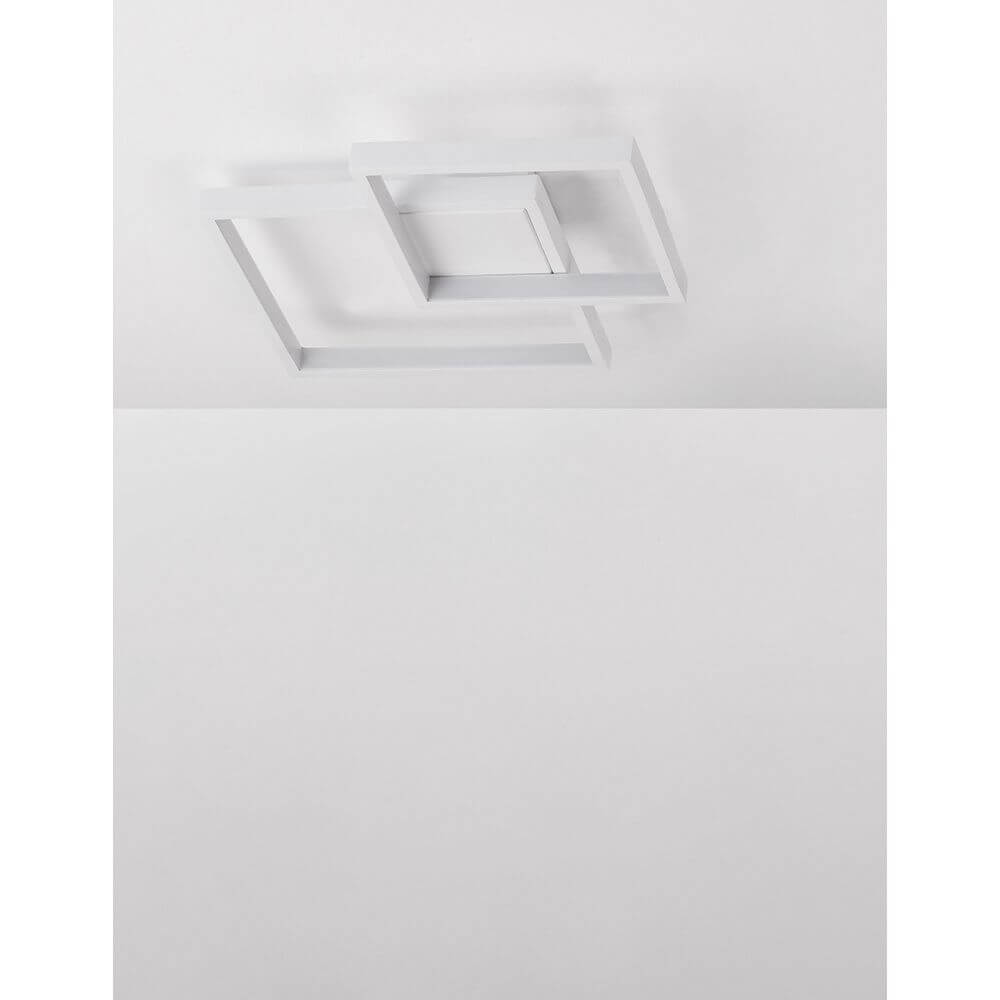 Bilbao LED Deckenlampe Metall in modernem Design mit quadratischem Profil und neutraler weißer Oberfläche