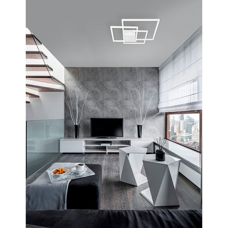 Moderne Bilbao LED Deckenleuchte in elegantem Wohnzimmer mit minimalistischem Design