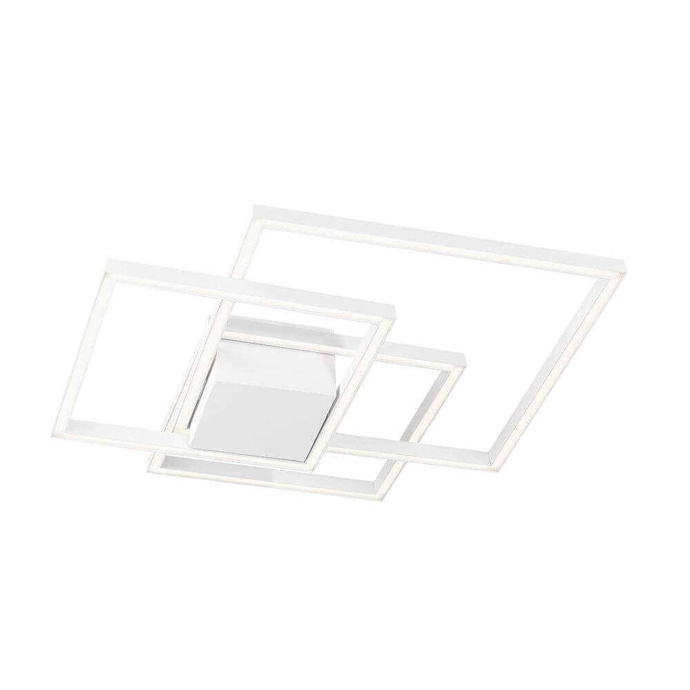 Bilbao LED Deckenleuchte – moderne weiße LED-Deckenlampe mit geometrischen Rahmen, flaches Design für Wohnzimmer oder Flur