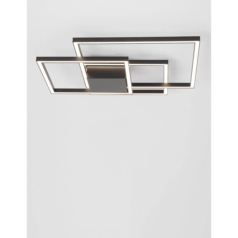 Bilbao LED Deckenleuchte: moderne LED-Deckenleuchte mit geometrischen, überlappenden Quadraten und flachem Design für zeitlose Eleganz