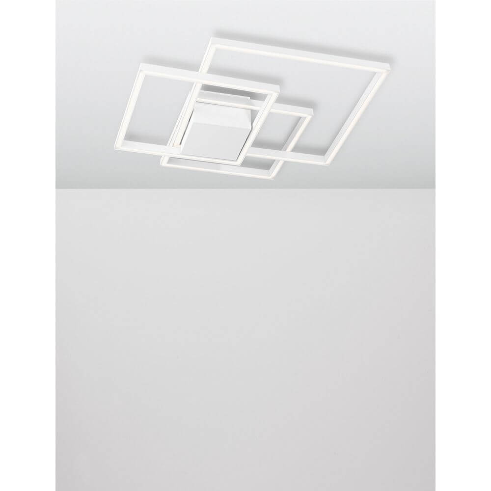 Bilbao LED Deckenleuchte moderne weiße LED-Deckenlampe mit überlappenden rechteckigen Rahmen, flaches Design, zeitlose Eleganz für Wohnzimmer