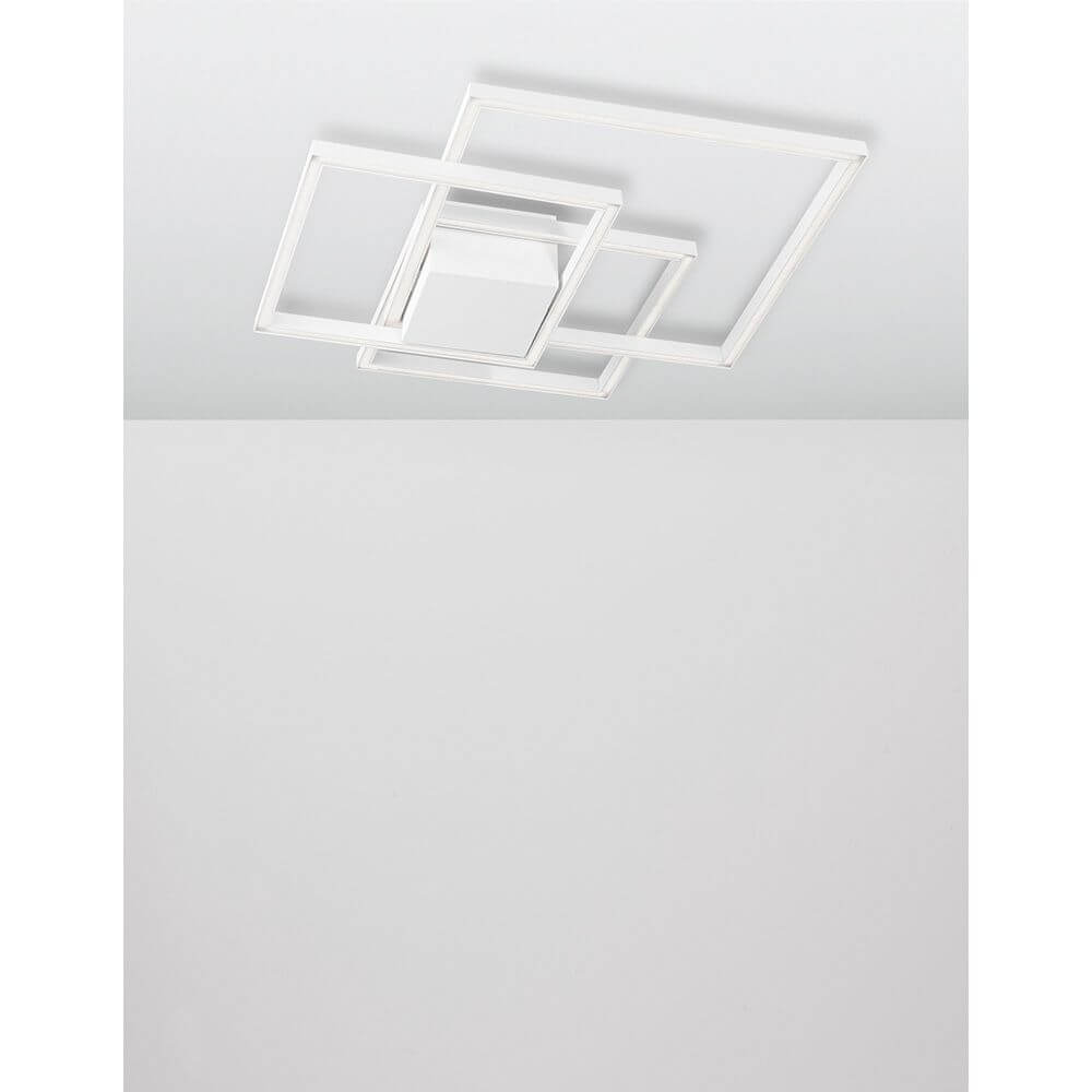 Bilbao LED Deckenleuchte weißes, geometrisches LED-Panel mit überlappenden quadratischen Rahmen, flache moderne Deckenlampe