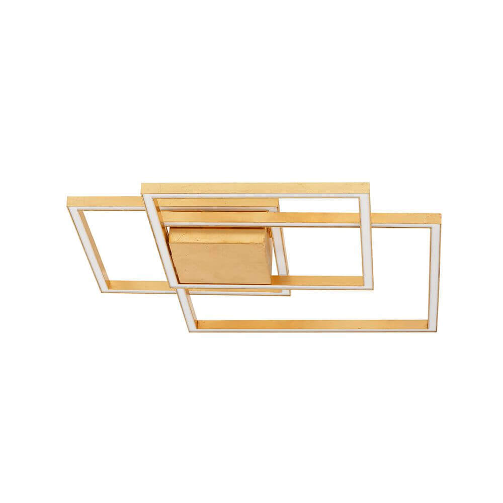 Bilbao LED Deckenleuchte goldfarbene, geometrische LED-Deckenleuchte mit verschachtelten Rechtecken, flaches Design 8,5 cm